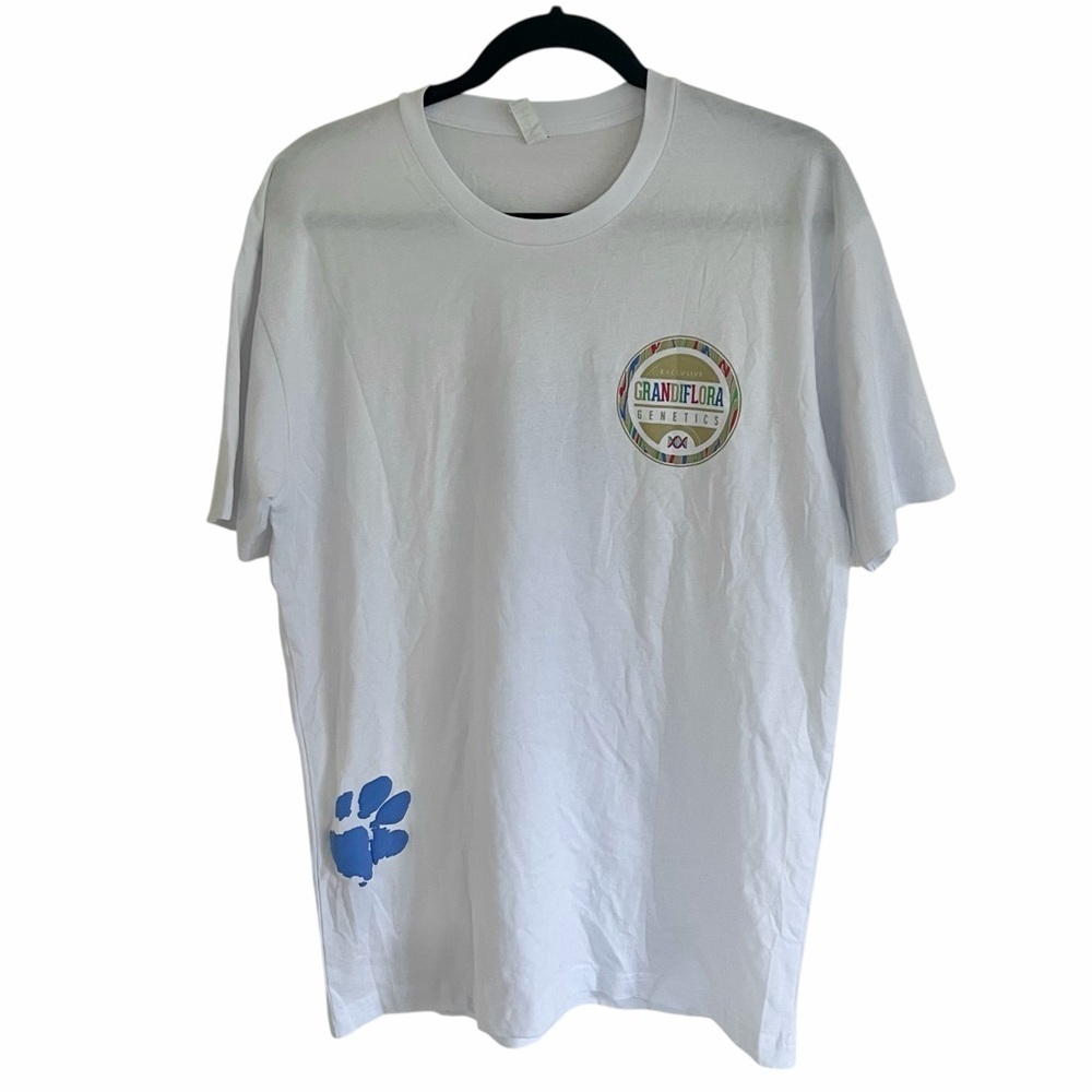 Grandiflora Genetics White 100% Cotton Short Sleeve T Shirt Tee Large - Picture 3 of 8